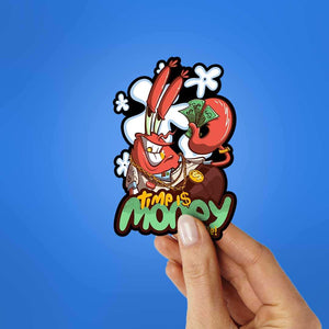 Time Is Money Dude Sticker waterproof vinyl decal for laptop, bike, car & bottle