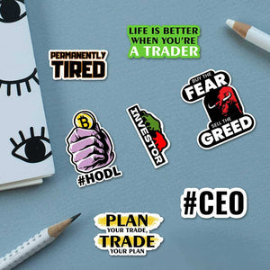 Trader Sticker Packs [50 sticker] waterproof vinyl decal for laptop, bike, car & bottle