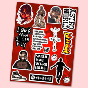 Travis scott mini sticker sheet waterproof vinyl decal for laptop, bike, car & bottle