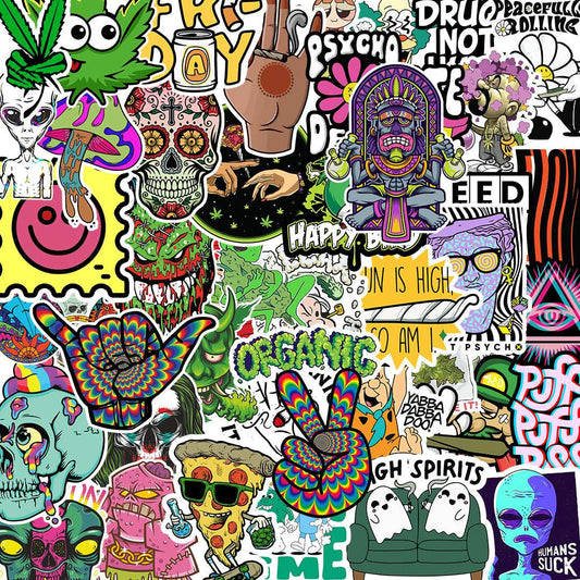 Trippy Sticker Packs [50 sticker] waterproof vinyl decal for laptop, bike, car & bottle