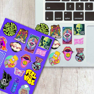 Trippy Sticker Sheet waterproof vinyl decal for laptop, bike, car & bottle