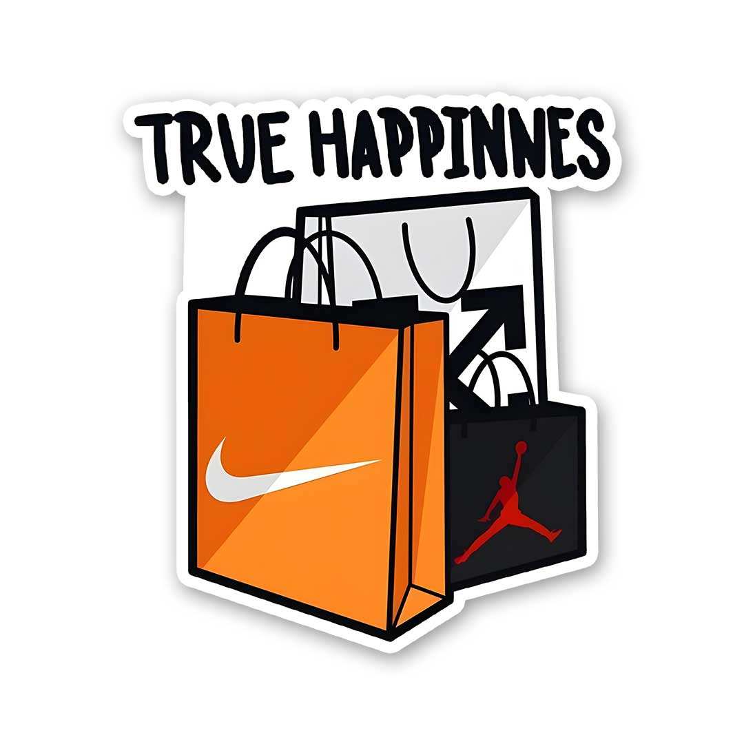 True Happinnes Sticker waterproof vinyl decal for laptop, bike, car & bottle