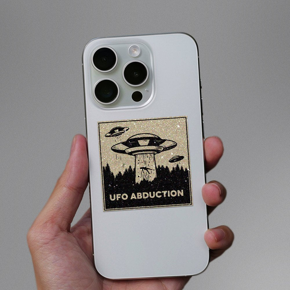 UFO Abduction Glitter Sticker waterproof vinyl decal for laptop, bike, car & bottle