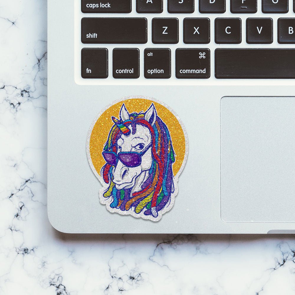 Unicorn Rainbows Glitter Sticker waterproof vinyl decal for laptop, bike, car & bottle