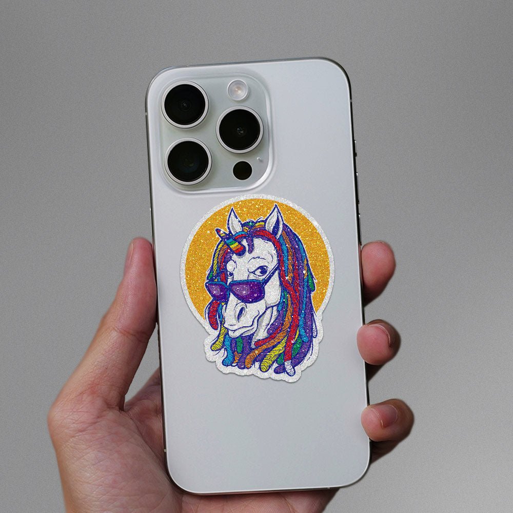 Unicorn Rainbows Glitter Sticker waterproof vinyl decal for laptop, bike, car & bottle