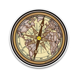 Vintage Compass Bumper Sticker waterproof vinyl decal for laptop, bike, car & bottle
