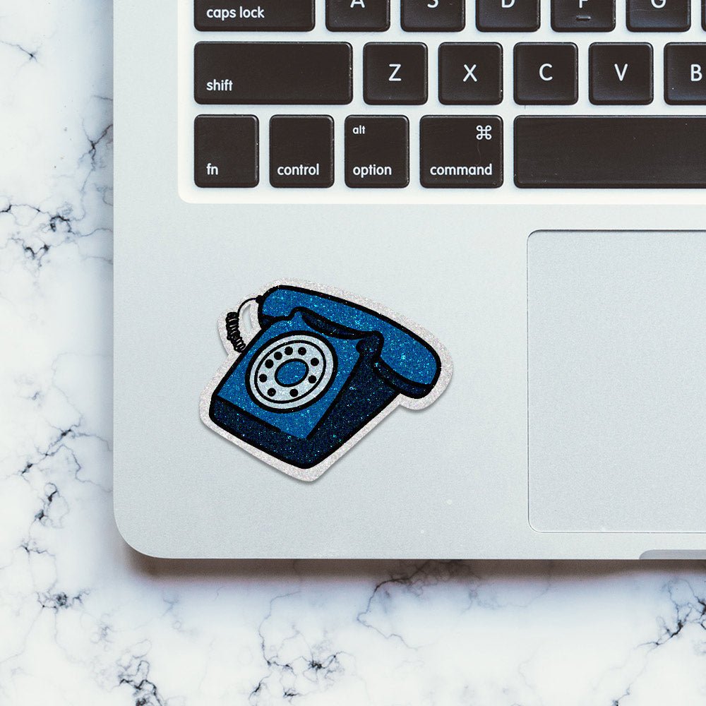 Vintage telephone Glitter Sticker waterproof vinyl decal for laptop, bike, car & bottle