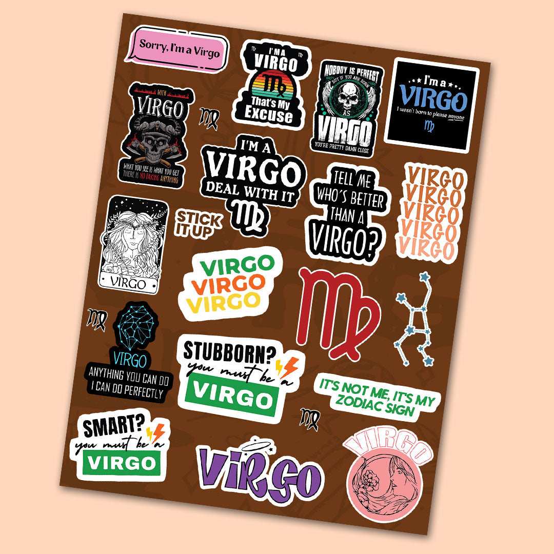 Virgo Mini Sticker Sheet waterproof vinyl decal for laptop, bike, car & bottle