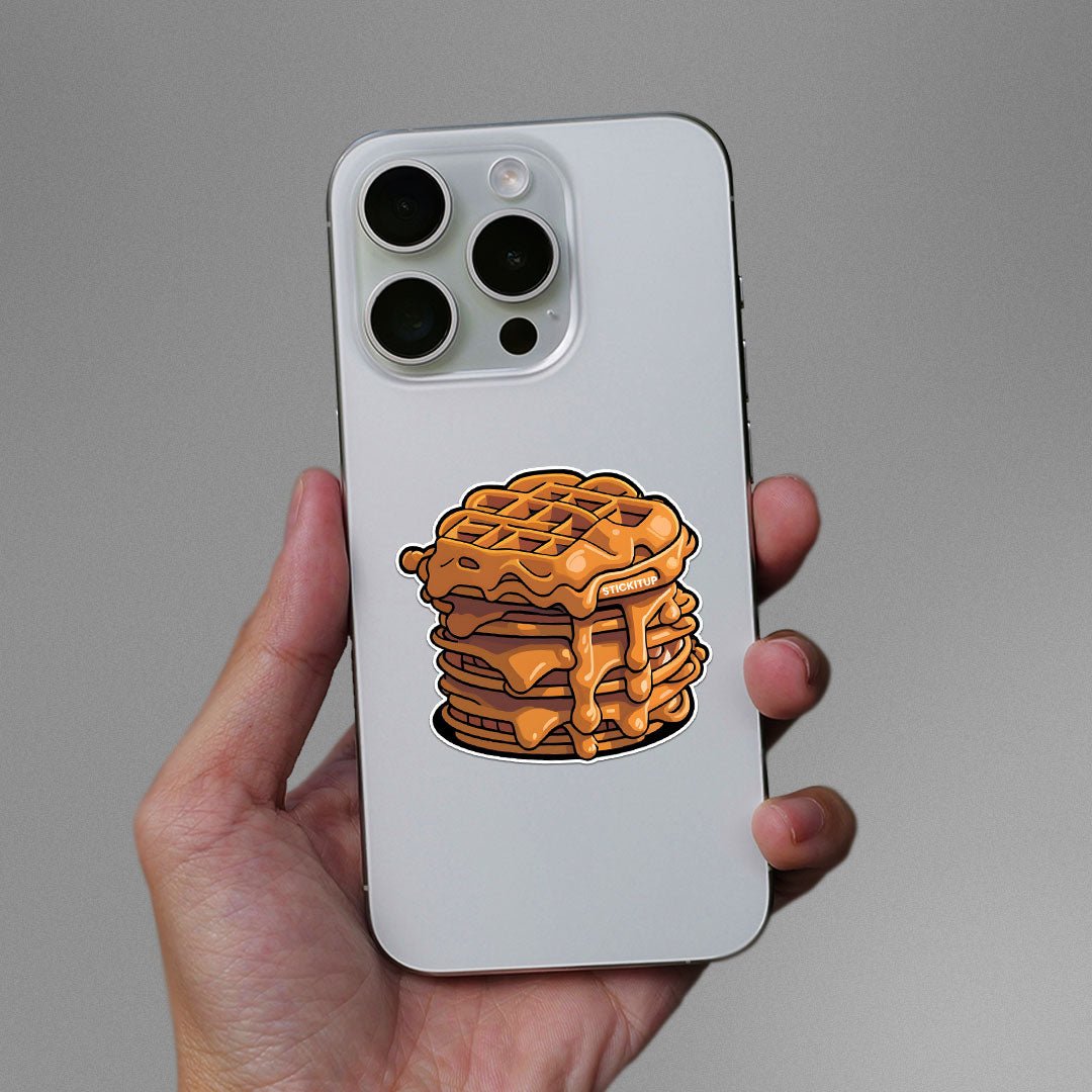 Waffle Sticker waterproof vinyl decal for laptop, bike, car & bottle