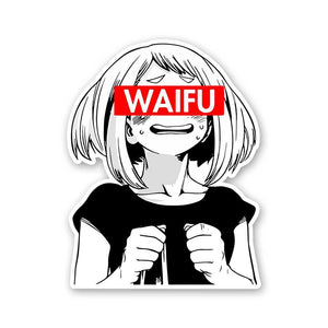 Waifu Girl Sticker waterproof vinyl decal for laptop, bike, car & bottle