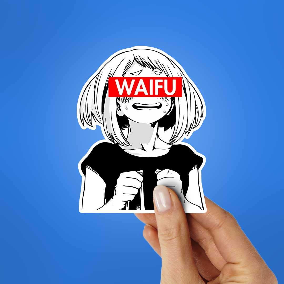 Waifu Girl Sticker waterproof vinyl decal for laptop, bike, car & bottle