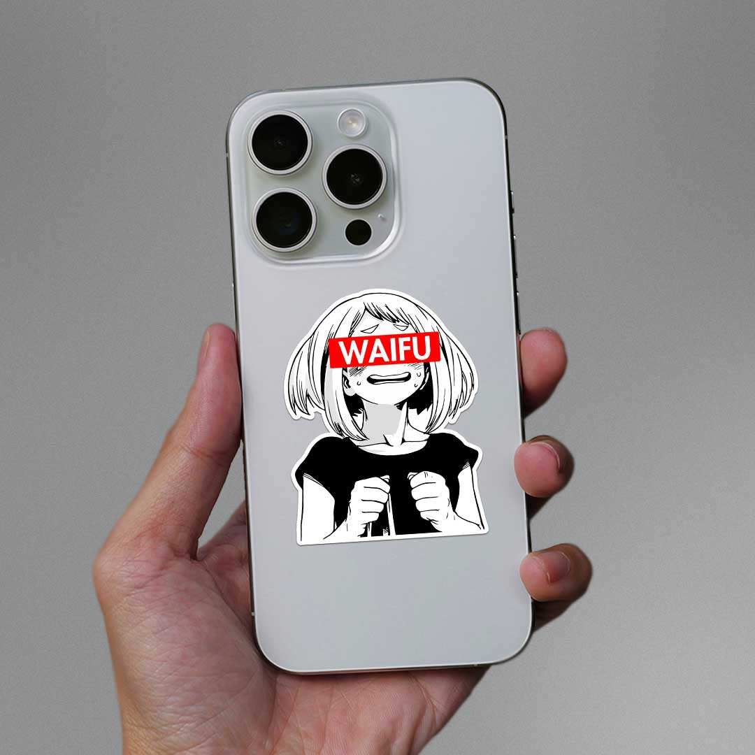 Waifu Girl Sticker waterproof vinyl decal for laptop, bike, car & bottle