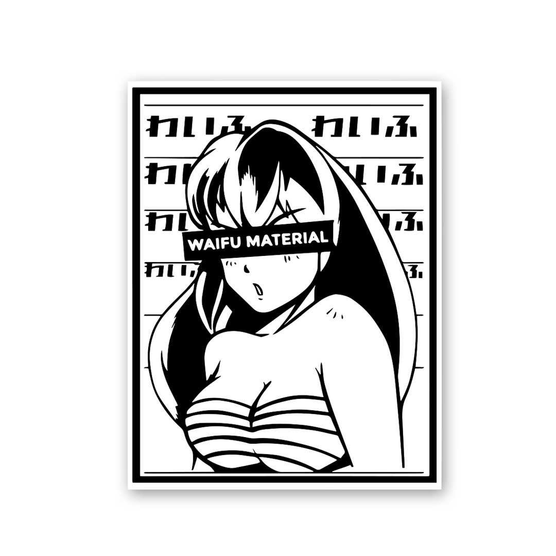 Waifu Material Sticker waterproof vinyl decal for laptop, bike, car & bottle