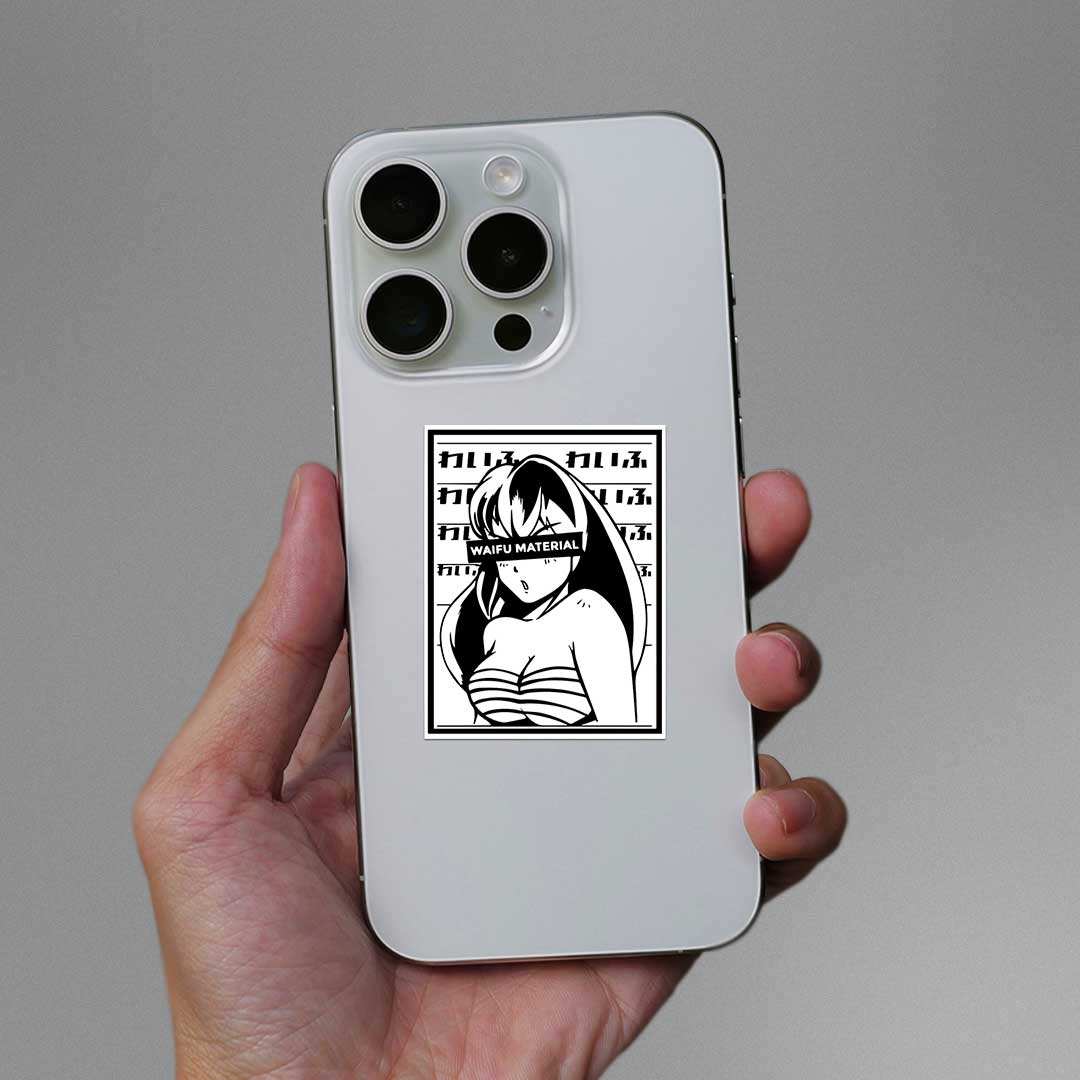 Waifu Material Sticker waterproof vinyl decal for laptop, bike, car & bottle