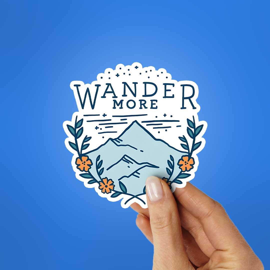 Wander More Sticker waterproof vinyl decal for laptop, bike, car & bottle