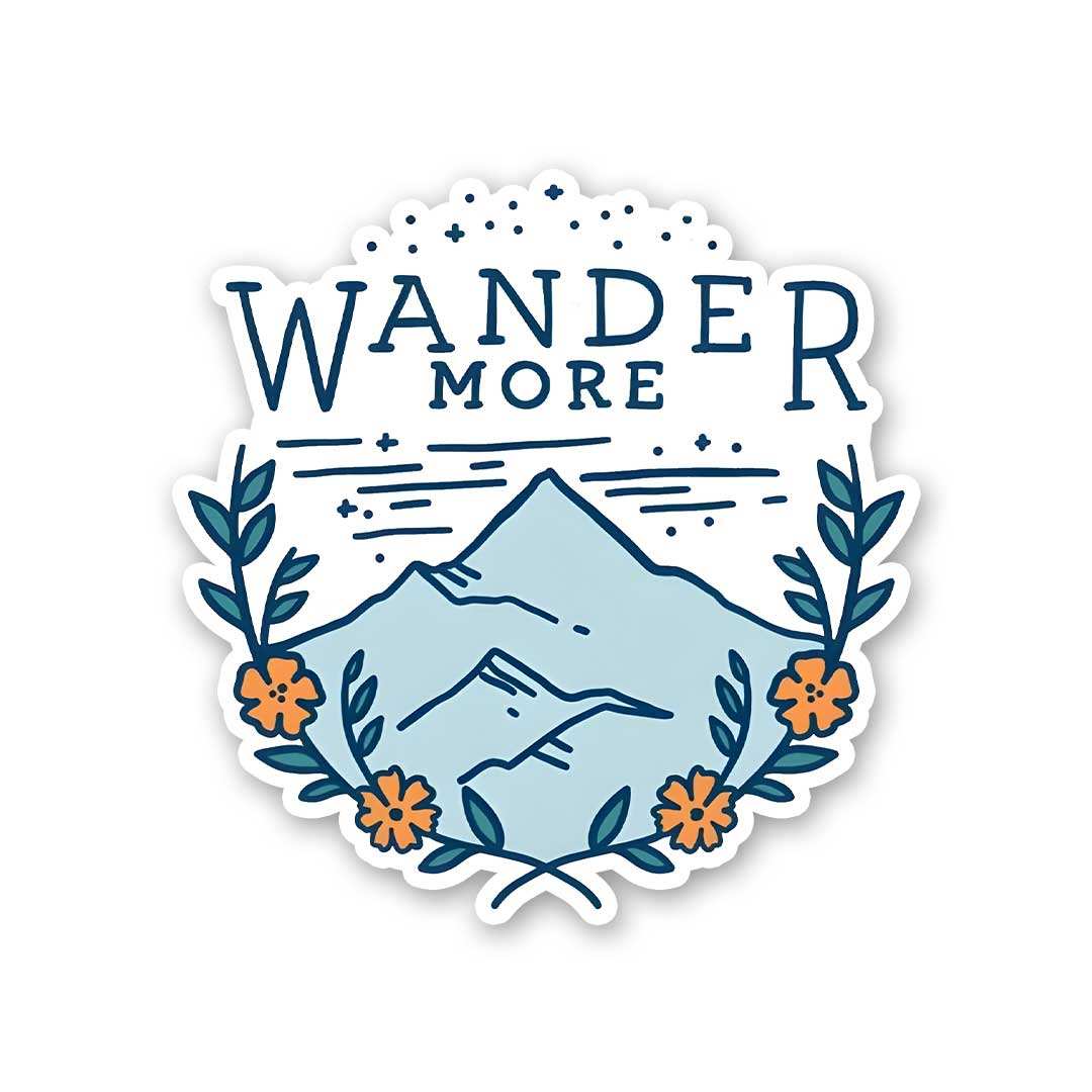 Wander More Sticker waterproof vinyl decal for laptop, bike, car & bottle