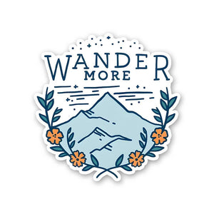 Wander More Sticker waterproof vinyl decal for laptop, bike, car & bottle
