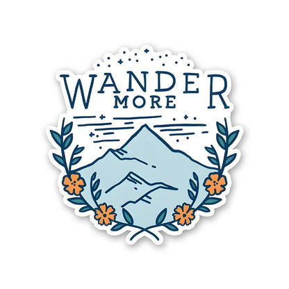 Wander More Sticker waterproof vinyl decal for laptop, bike, car & bottle
