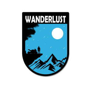 Wanderlust Sticker waterproof vinyl decal for laptop, bike, car & bottle
