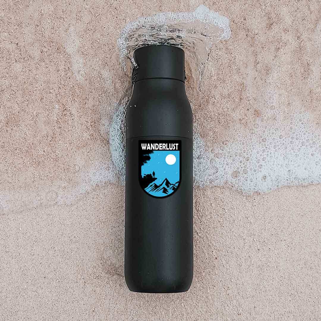 Wanderlust Sticker waterproof vinyl decal for laptop, bike, car & bottle