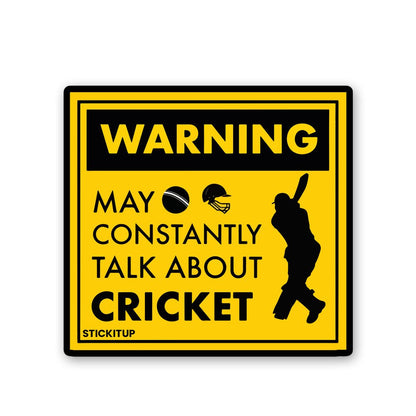Warning Cricket Sticker waterproof vinyl decal for laptop, bike, car & bottle