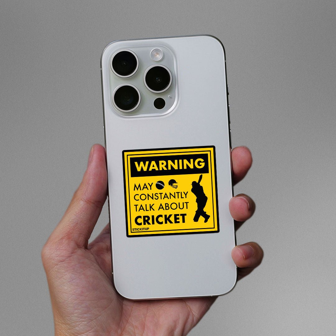 Warning Cricket Sticker waterproof vinyl decal for laptop, bike, car & bottle