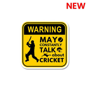 Warning May Constantly Talk About Cricket Sticker waterproof vinyl decal for laptop, bike, car & bottle