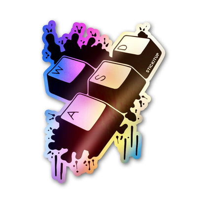 Wasd Sticker Holographic Stickers waterproof vinyl decal for laptop, bike, car & bottle