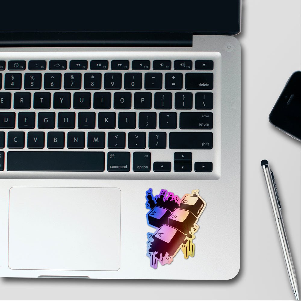 Wasd Sticker Holographic Stickers waterproof vinyl decal for laptop, bike, car & bottle