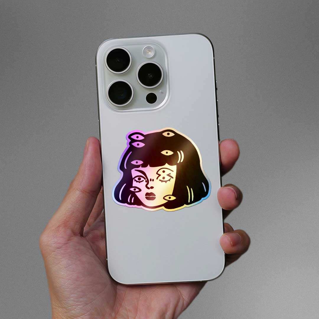 Watching You Holographic Sticker waterproof vinyl decal for laptop, bike, car & bottle