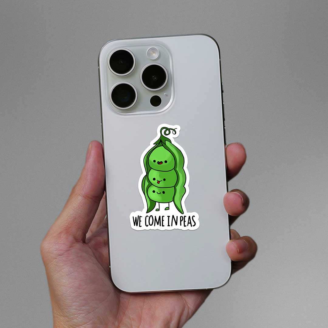 We Come In Peas Sticker waterproof vinyl decal for laptop, bike, car & bottle
