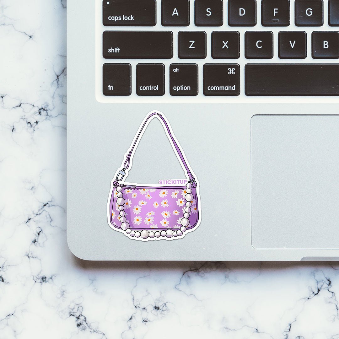 WHITE FLOWER BAG Sticker waterproof vinyl decal for laptop, bike, car & bottle