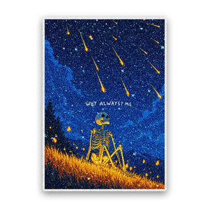 Why Always Me Skeleton Glitter Sticker - Glitter Stickers | STICK IT UP