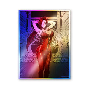 Woman Red Dress Art Holographic Stickers - Holographic stickers | STICK IT UP