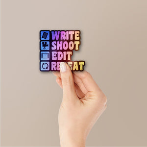 Write Shoot Edit Repeat Holographic Stickers - Holographic stickers | STICK IT UP