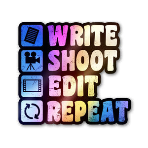 Write Shoot Edit Repeat Holographic Stickers - Holographic stickers | STICK IT UP