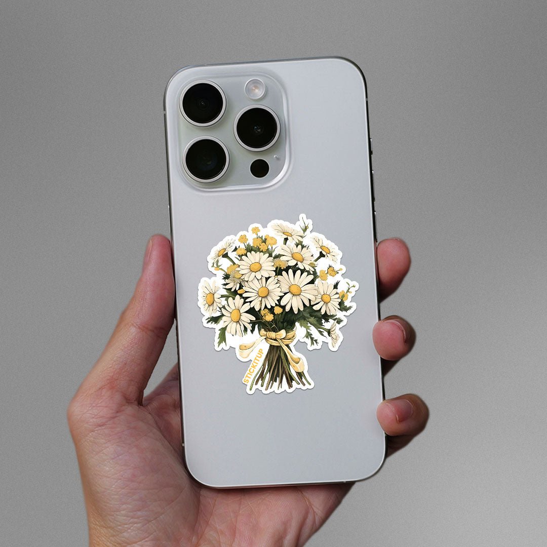 YELLOW FLOWERS Sticker waterproof vinyl decal for laptop, bike, car & bottle