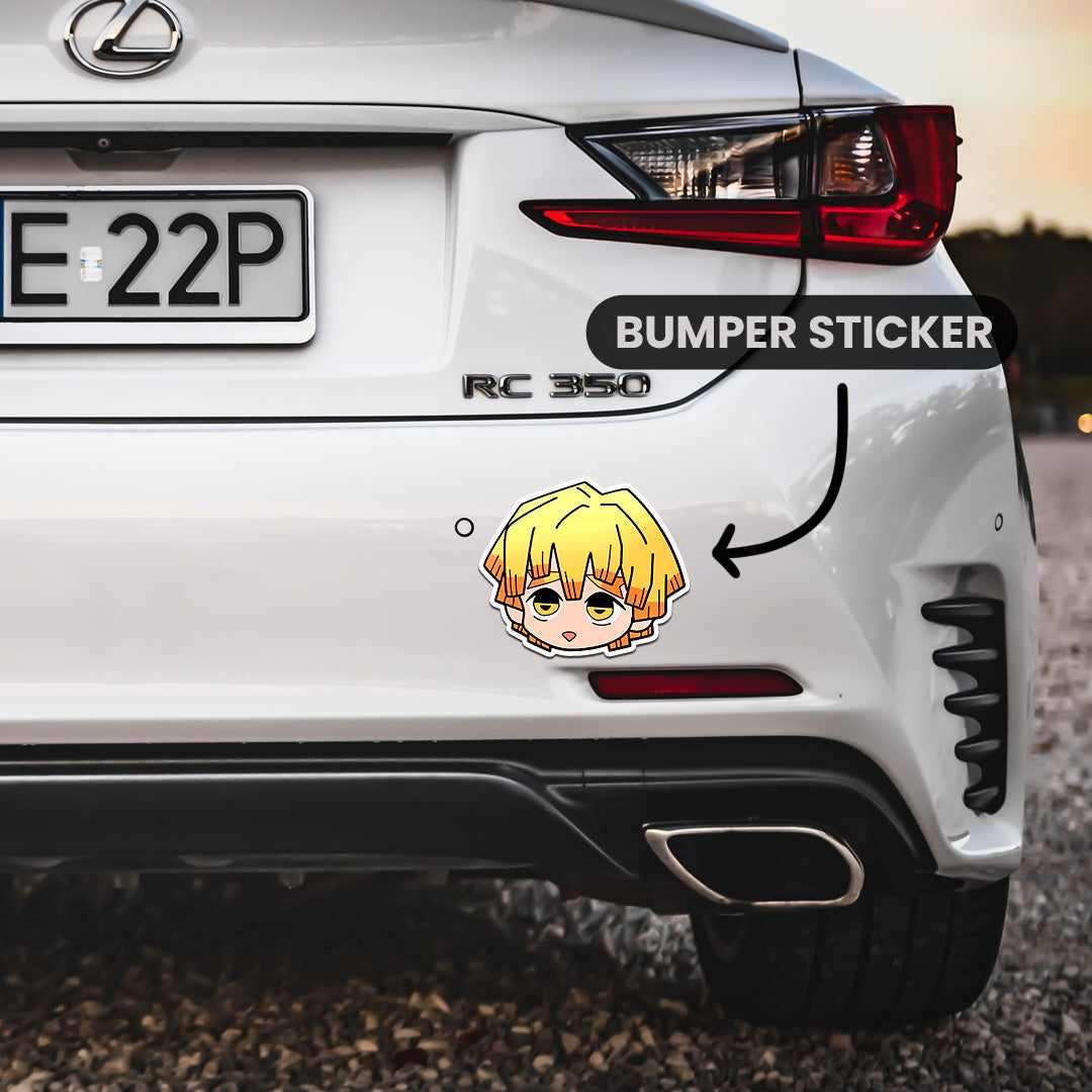 Zenitsu Bumper Sticker waterproof vinyl decal for laptop, bike, car & bottle