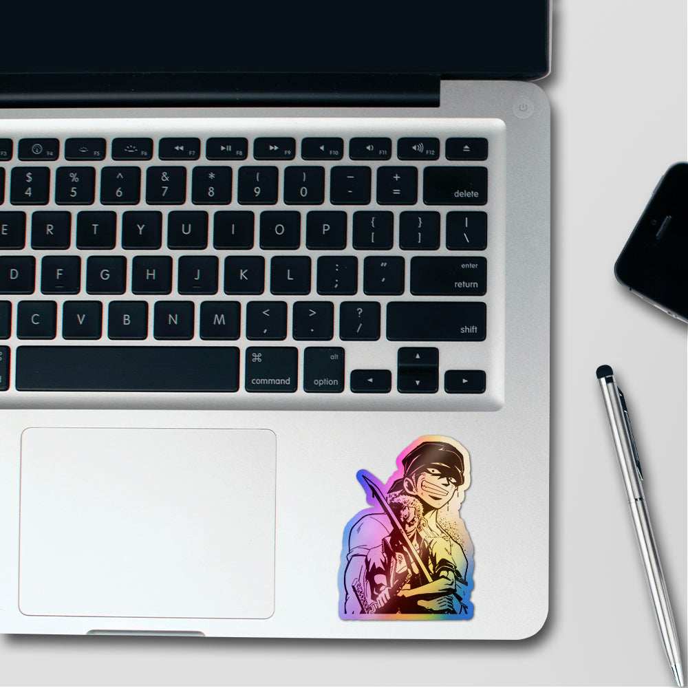 Zoro Holographic Stickers waterproof vinyl decal for laptop, bike, car & bottle