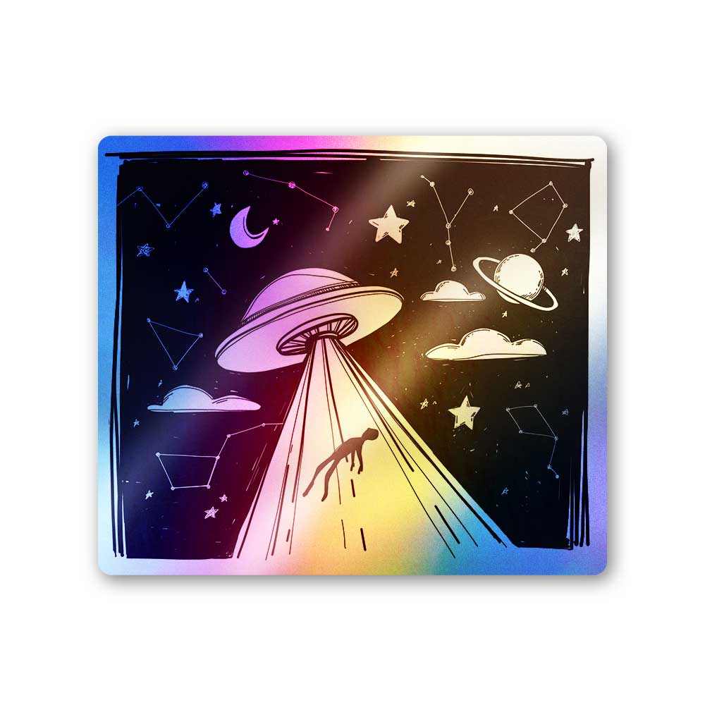 Space Ship Abduction Holographic Stickers | STICK IT UP
