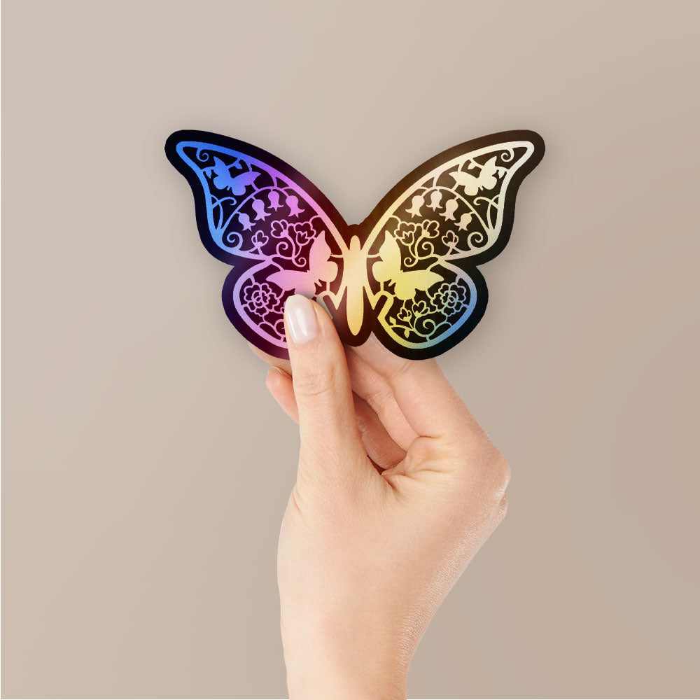 Butterfly with mini butterfly Holographic Stickers | STICK IT UP