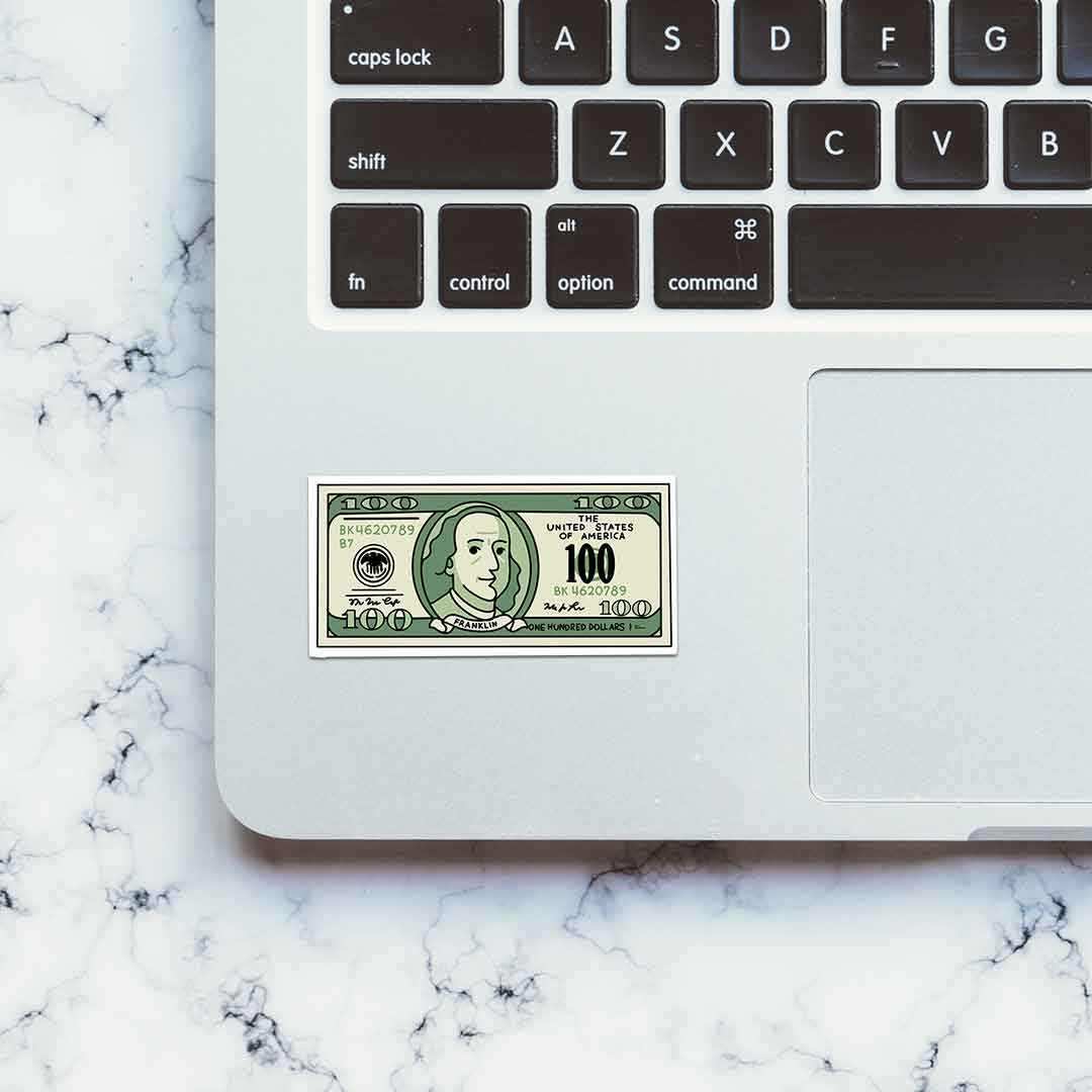 100 bucks Sticker waterproof vinyl decal for laptop, bike, car & bottle