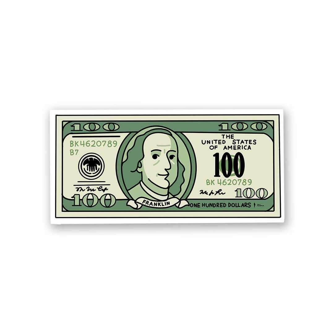 100 bucks Sticker waterproof vinyl decal for laptop, bike, car & bottle