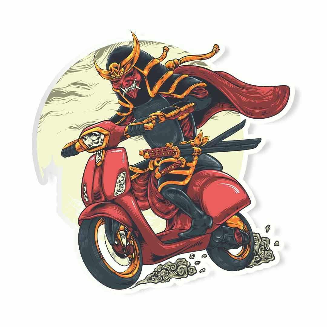 Evil Samurai on vespa Sticker | STICK IT UP