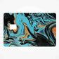 Teal blue oil paint pattern with mud color credit card skin | STICK IT UP