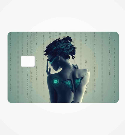 Robot girl coding credit card skin | STICK IT UP
