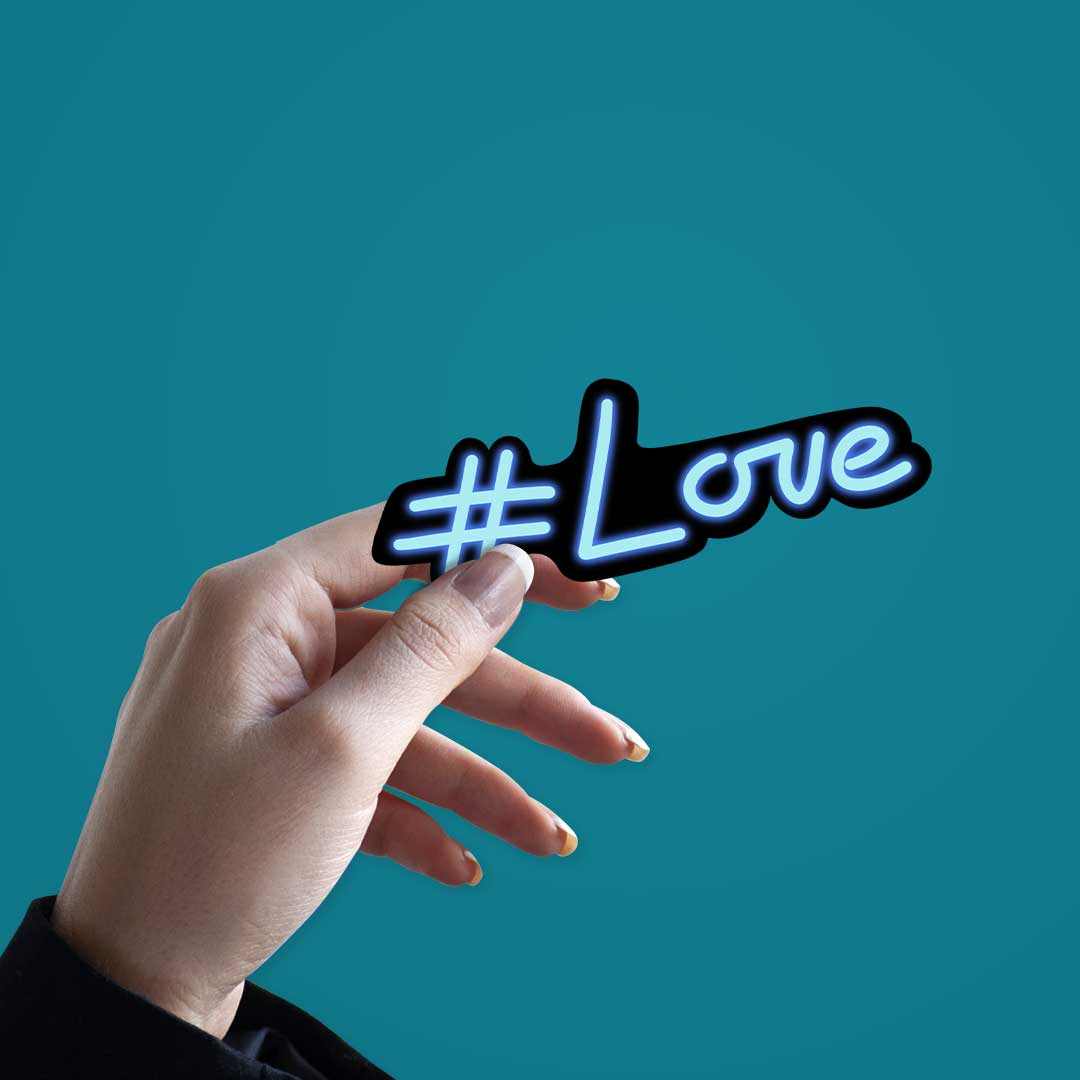 Neon Hashtag love Sticker | STICK IT UP