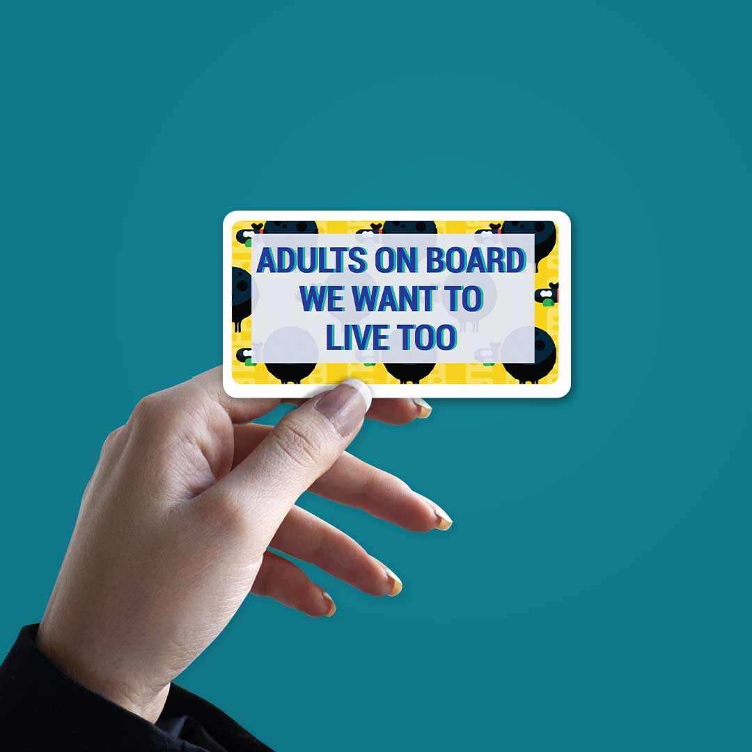 Adults on board Sticker waterproof vinyl decal for laptop, bike, car & bottle