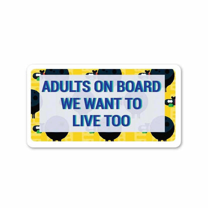 Adults on board Sticker waterproof vinyl decal for laptop, bike, car & bottle