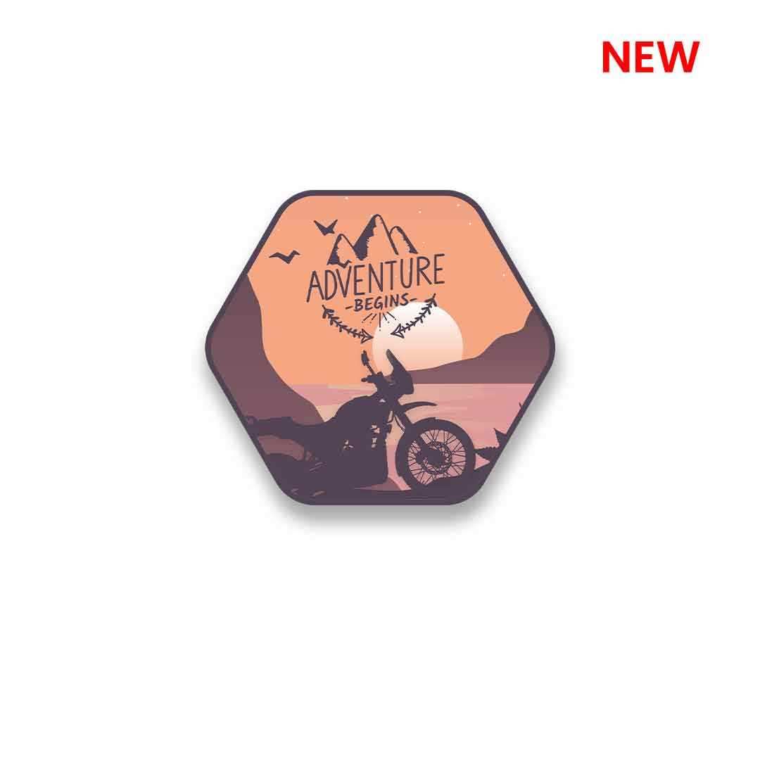 Adventure Begins Sticker waterproof vinyl decal for laptop, bike, car & bottle